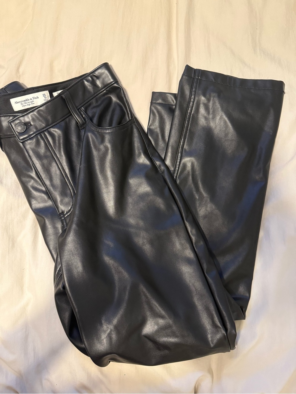 Abercrombie & Fitch Black Faux Leather Trousers
